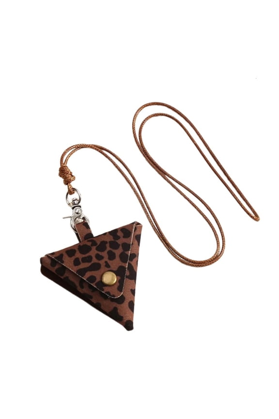 Stylish Leather Neck Pouches Pendant Necklace for Earbuds and Change and Fashion Accessory for Daily Use