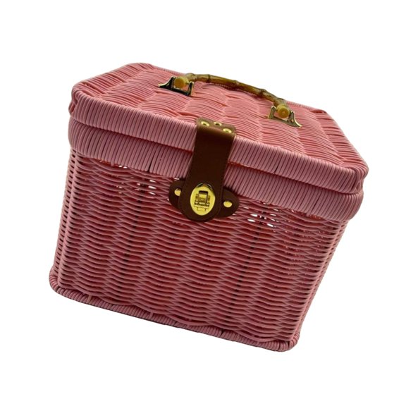 lanema Stylish Rattan Look Storage Box With Cover And Handle Handwoven Container For Clothes Toy And Household Items