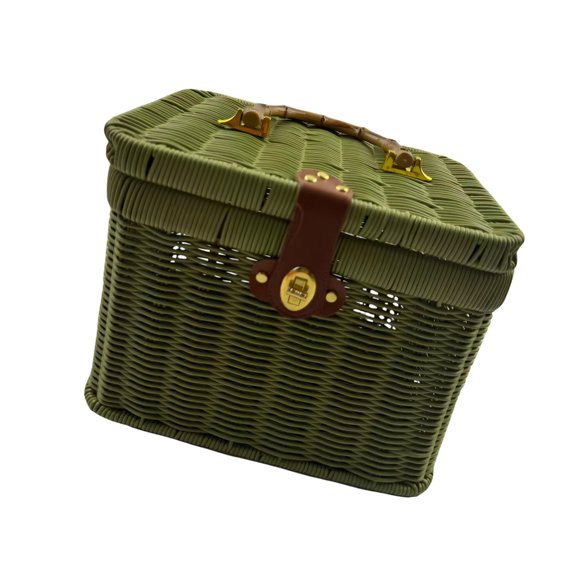 lanema Stylish Rattan Look Storage Box With Cover And Handle Handwoven Container For Clothes Toy And Household Items