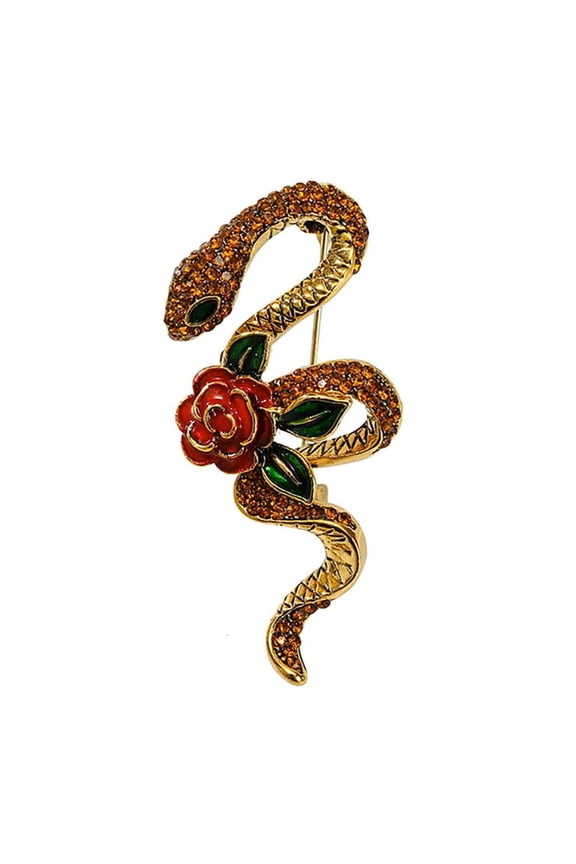 Stylish Snake Brooch Pins Accessory Fashionable Snake Brooch Pin Rhinestones Inlayed Lapel Pin For Any Occasion