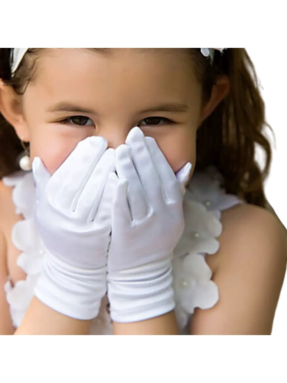 Stylish White Gloves for Little Girls Great for Birthday Party Photography Wear and Dance Show Dressingup Accessory