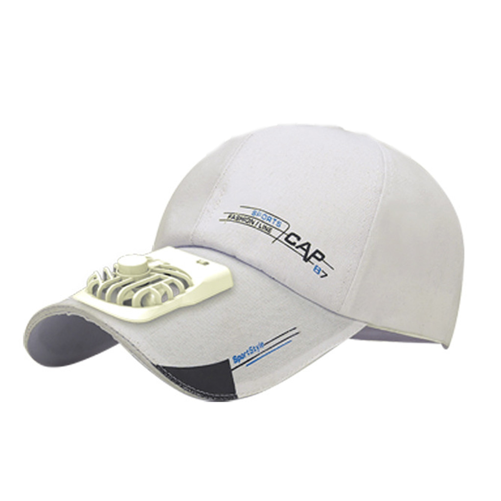 lanema Summer USB Charging Fan Baseball Cap Letters Print 2 Speed ...