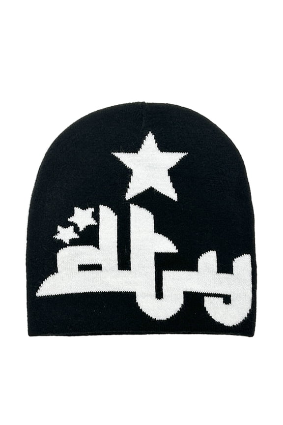 Teens Jacquard Star Knit Hat Ear Protecting Winter Driving Hat for Girls Boys