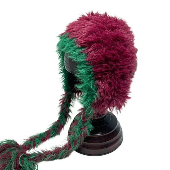 lanema Teens Plush Color Matching Knitted Hat Winter Skiing Windproof Beanie