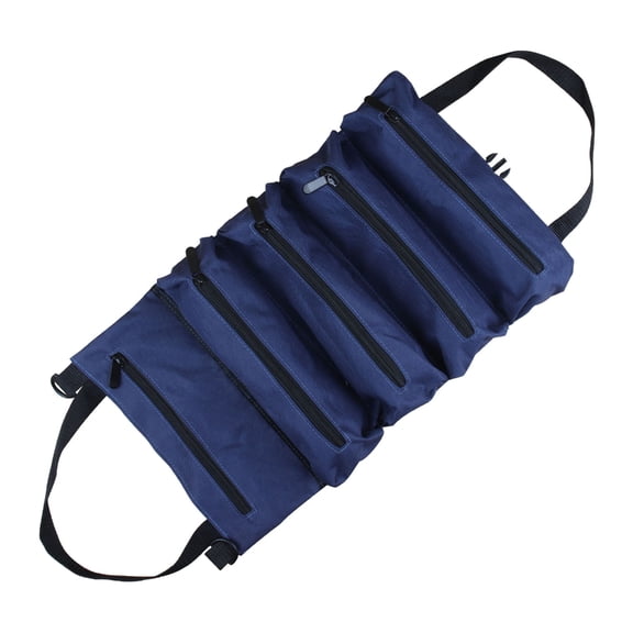 lanema Tool Roll Bag,Portable Tool Bag Roll Up Pouch 5 Zipper Pockets for Electricians