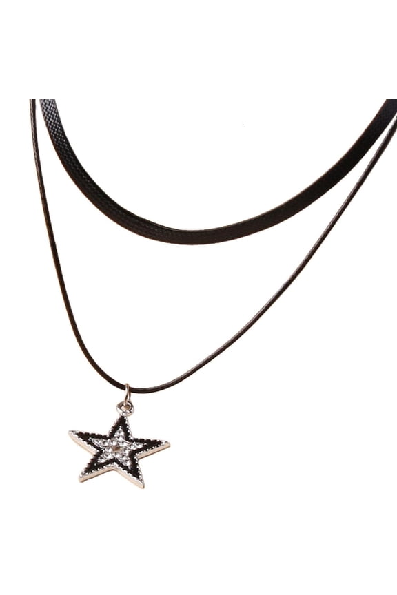 Trend Alloy Star Pendant Collarbone Chain Temperament Simple Neck Chain Adjustable Leathers Rope Necklace
