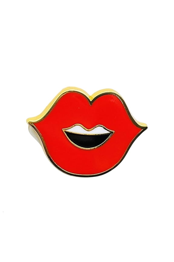 Trendy Lip Brooch Colorful Metal Mouth Shaped Lapel Pin Backpack Badge Fashion Accessory for Women's Clothing and Bags