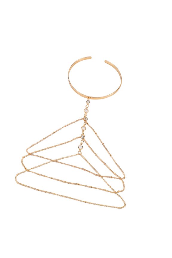 Trendy Metallic Fringe Chain Bracelet Comfort Open Cuff Wrist Jewelry Accessory