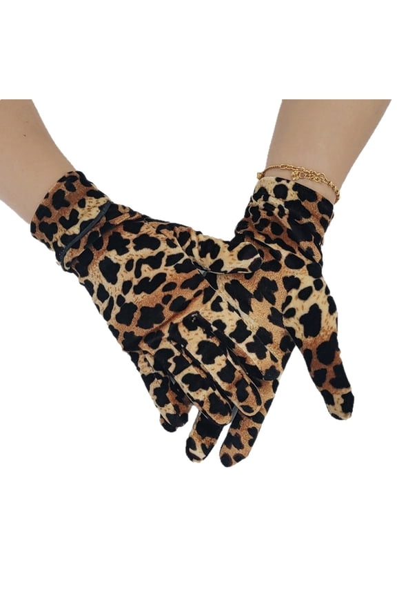 Trendy Unisex Gloves Leopard Design Warm Polyester For Winter Adventures