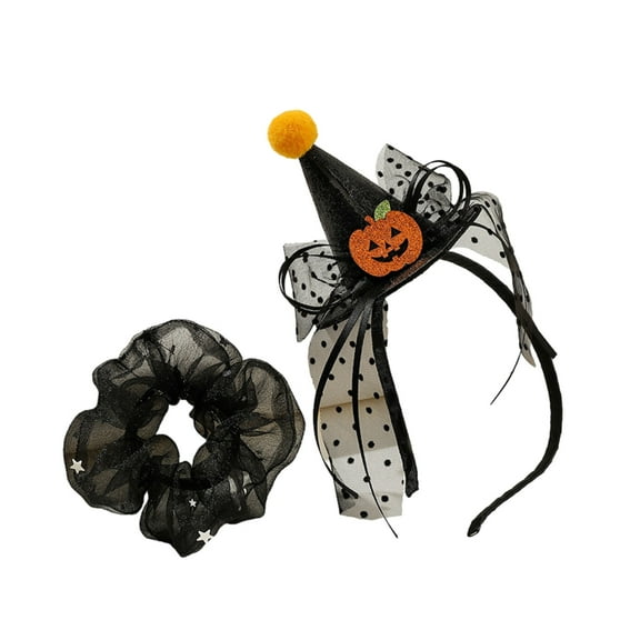 lanema Tulle Hair Tie Cartoon Pumpkin Mini Cone Hat Headband for Headdress