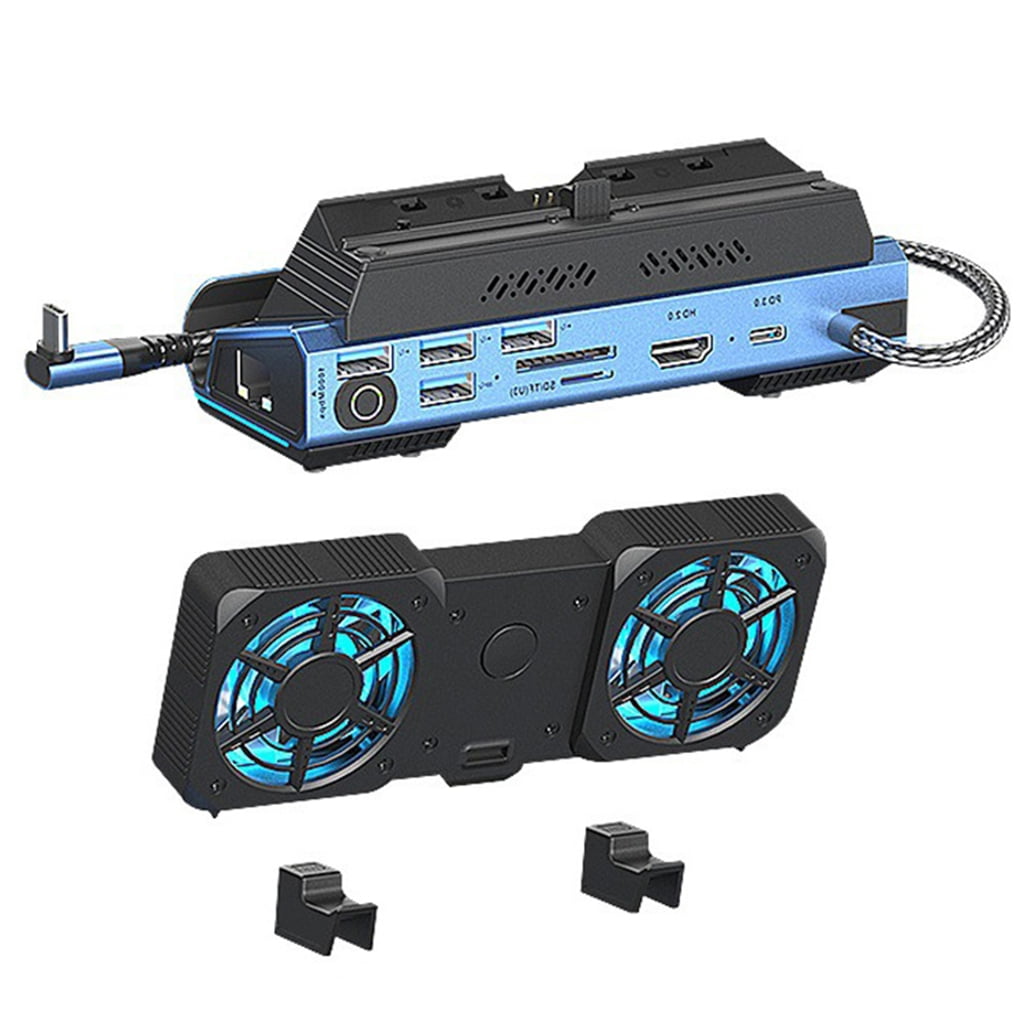 lanema USB HUB Docking Station for Console with Light Type-C Dock PD 3.0 4K@60Hz RJ45 Card Reader