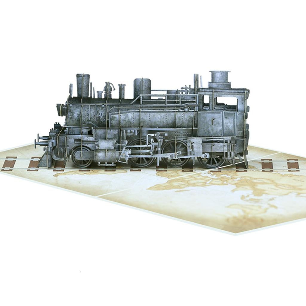 lanema Unique 3D Popup Train Greeting Card with Envelope Foldable Happy Birthday Card for Dad Party Invitation Card