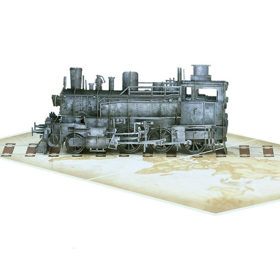 lanema Unique 3D Popup Train Greeting Card with Envelope Foldable Happy Birthday Card for Dad Party Invitation Card