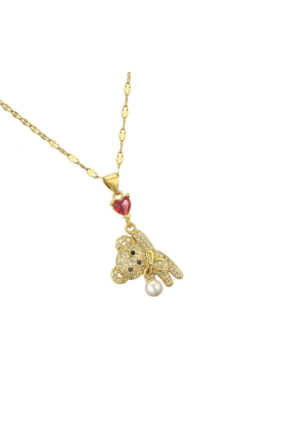 Unique Bear Necklace Pendant Necklace Metal Texture Bear Charm Necklace Stylish Neck Jewelry for Expressing Love