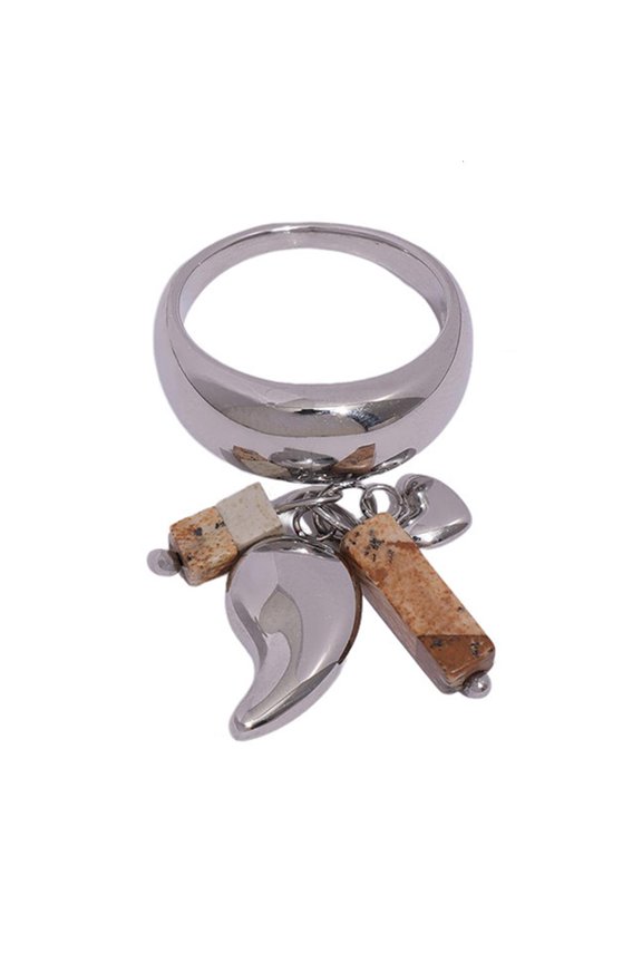 Unique Handmade Rings for Women Fashionable Handmade Casting Rings with Natural Stone Chilli Drop for Gatherings