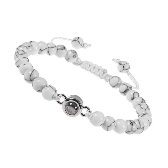 lanema Unique Mattes Stone Bracelet with 100 Languages I Loves You Projection Designs for Romance Celebrations Ornament