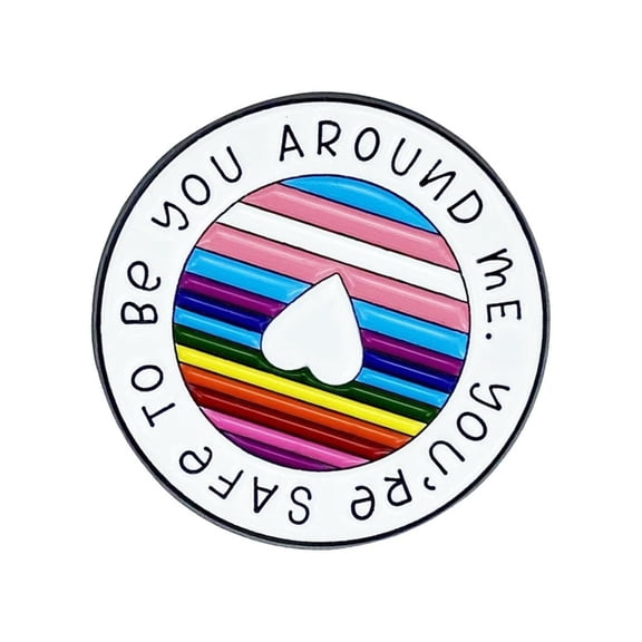 lanema Unique Round Metal Brooch Rainbow Pattern Lapel Pin Everyday Fashion Accessory Clothing and Hat Decoration Jewelry