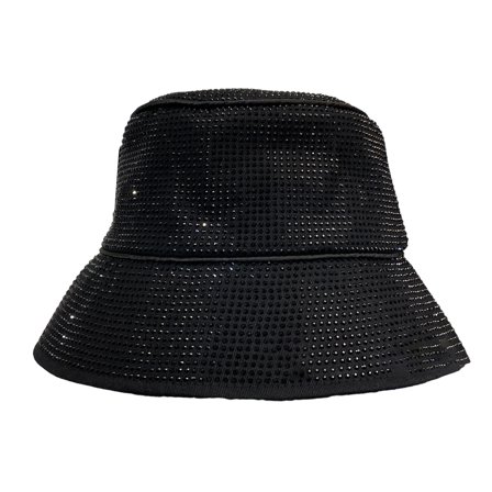 lanema Unisex Full Adjustable Bucket Hat Woman Wide Brim Rhinestone Panama Hat