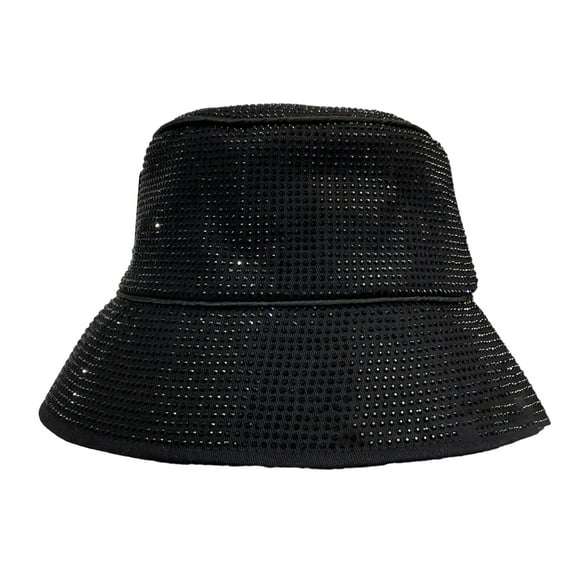 lanema Unisex Full Adjustable Bucket Hat Woman Wide Brim Rhinestone Panama Hat