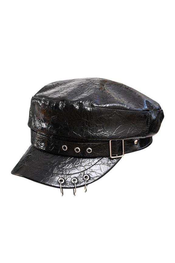 Unisex Gothic vintage Beret Cap PU Cap Easy Clean Practical Design