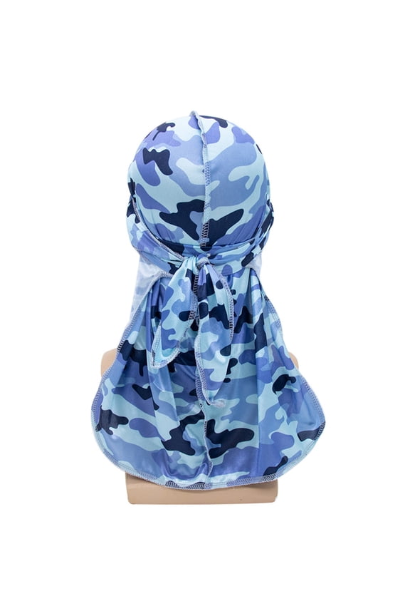 Unisex Imitation Silk Durag Pirate Cap Camouflage Long Tail Bandana Turban Hat