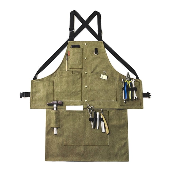 lanema Unisex Work Apron Thicken Waterproof Canvas Aprons with Tool Pockets Bib for Wome Men Gardening Painting Working Cooking Use