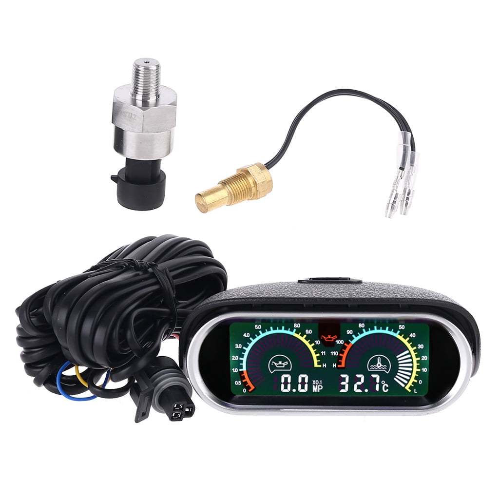 lanema Universal 3 in 1 Digital Truck Car gauge Water Temp Gauge Oil Pressure Meter Voltmeter 10mm 1/8 NPT Oil Press Sensor 12V