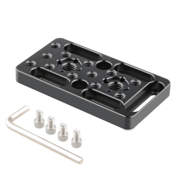 lanema Universal Cheese Plate with 1/4in-20 & 3/8in-16 Thread Cinema Camera Mounting Baseplate for DSLR Cage Rig Railblocks