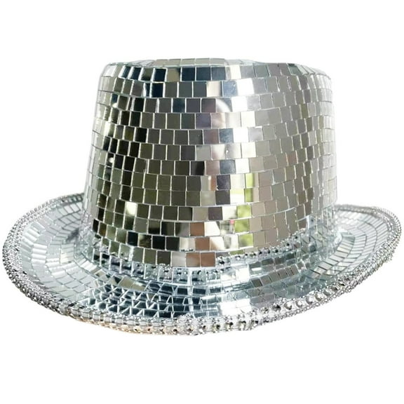 lanema Vacation Panama Hat Shining Mirrored Reflective Gleaming Top Hat for Club Carnivals Music Festival Cool Disco Party