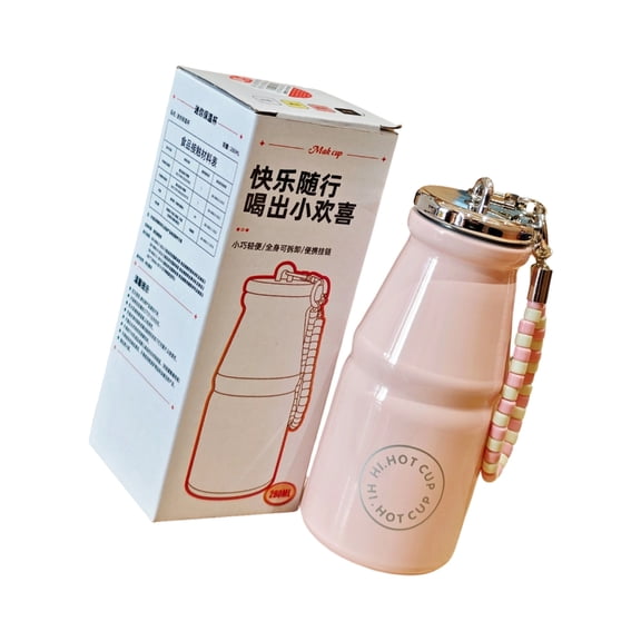 lanema Vacuum Insulated Bottle with Lanyard Mini Milk Cup Beverages Container Gift