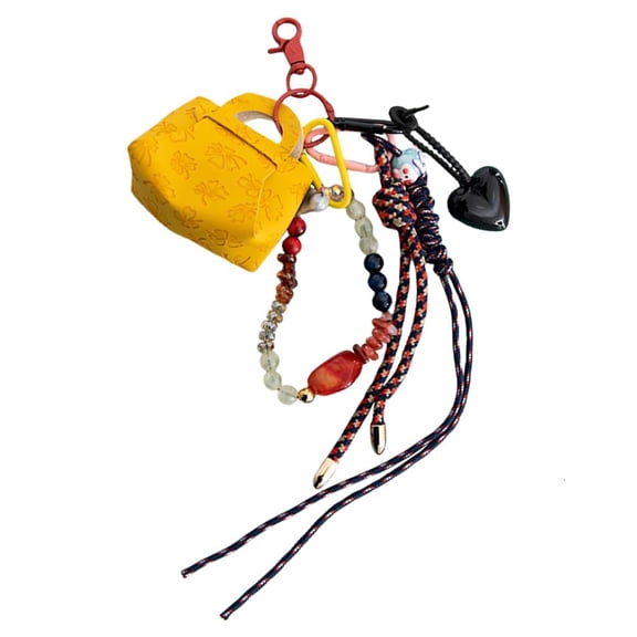 lanema Versatile PU Leather Bag for Keys and Accessories Handbag Keyring Coin Purse with Braided Rope Handmade Keychain