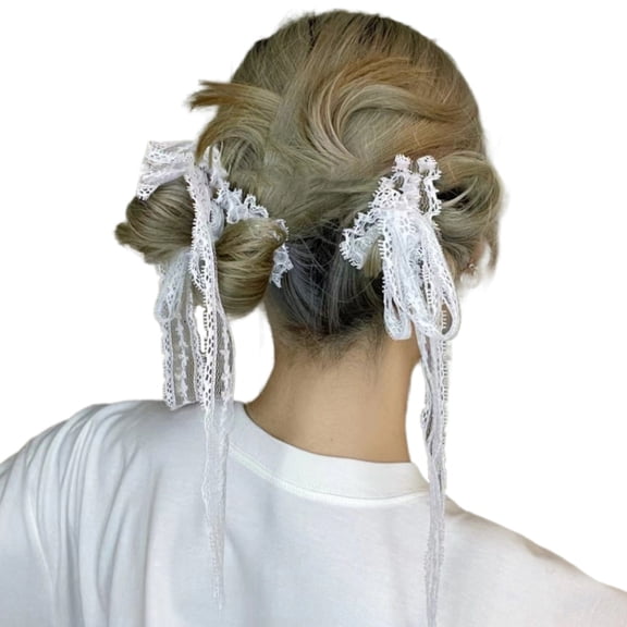 lanema Versatiles Lace Ribbons Hair Tie Lace Ballet Styles Hair Band Elastic Hair Rings for Parties and Commuting