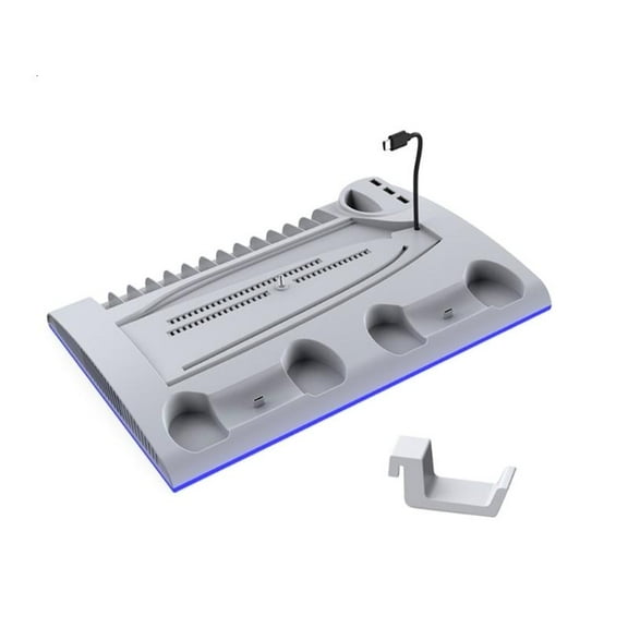 lanema Vertical Stand for Game Console with Light Headphone Holder Game Cartridge Slot & Cooling Fan Charging Dock