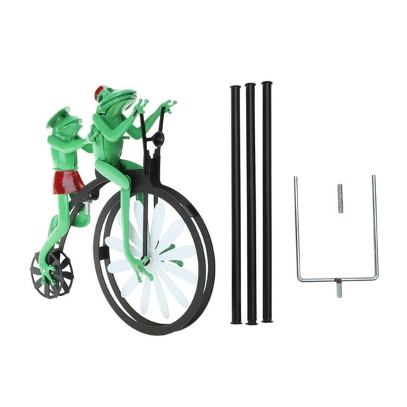 lanema Vintage Bicycle Metal Wind Spinner for Frog Motorcycle Windmill Stake Garden Lawn Yard Decoration