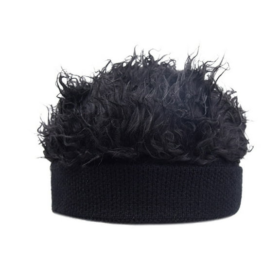 lanema Vintage Docker Beanie Hat Artificial Hair Wig Knit Short Skullcap for Men Women