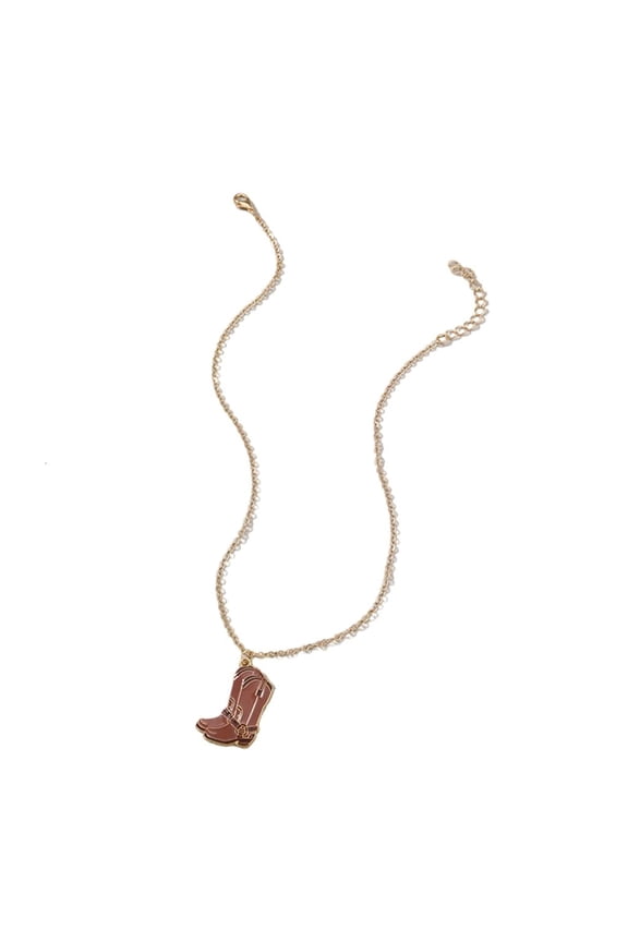 Vintage Western Cowboy Boot Necklace Stylish Neckchain Charm For Women And Men