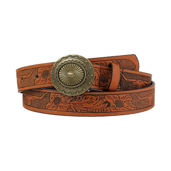 lanema Waist Belt Rock and Roll Cool Embossed Belt Cowboy Cowgirl Classical Belt
