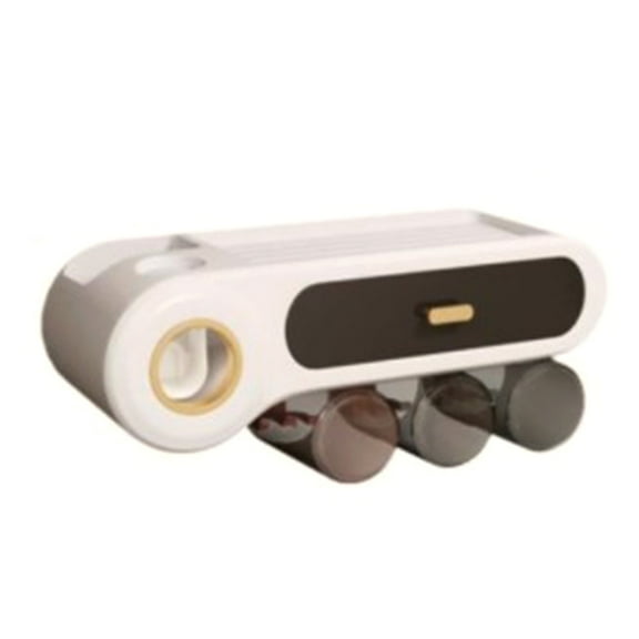 lanema Wall Mounted Automatic Toothpaste Squeezer Dispenser Toothbrush Mouthwash Cup Holder Set Toothbrush Storage Rack