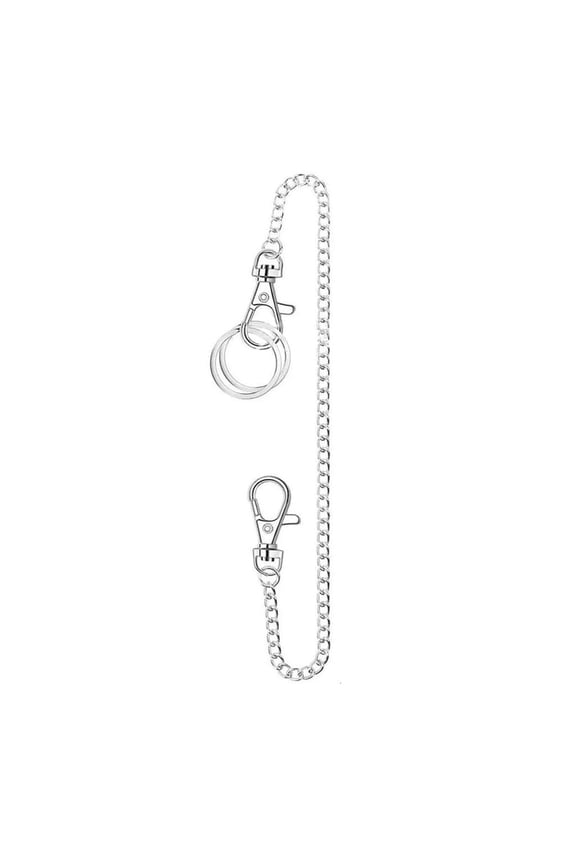 Wallet Chain Silver Keychain with Both Ends Lobster Clasps and Extra-2 Rings for Keys Wallet Jeans Pants Hip-hop Chains