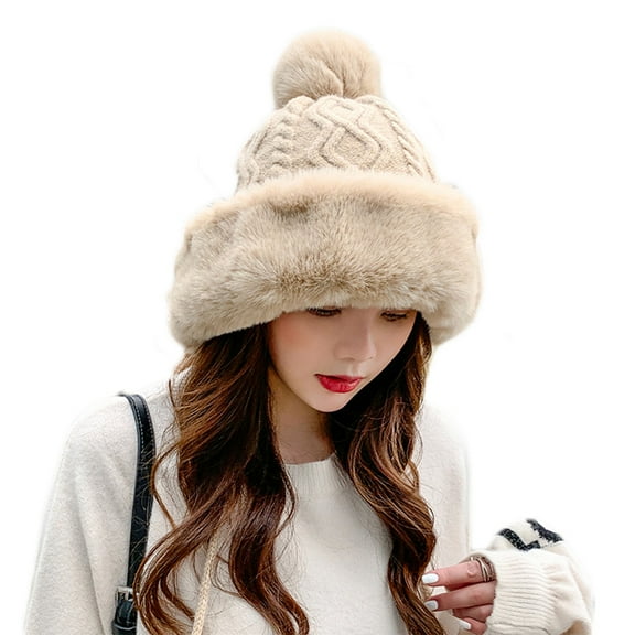 lanema Warm Plush Ball Cute Cold-proof Wool Hat Fashion Hat Casual Outdoor Fall Winter