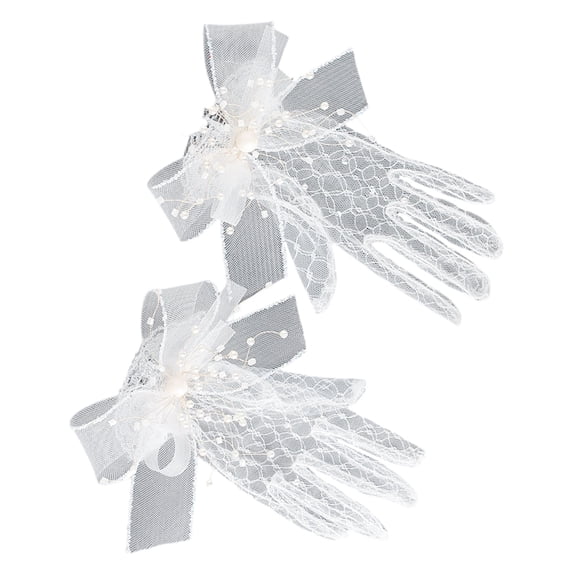 lanema Wedding Lace Gloves Pearls Proms Gloves for Operas Stage Performances Evening Dinner Women Gloves Lady Gloves