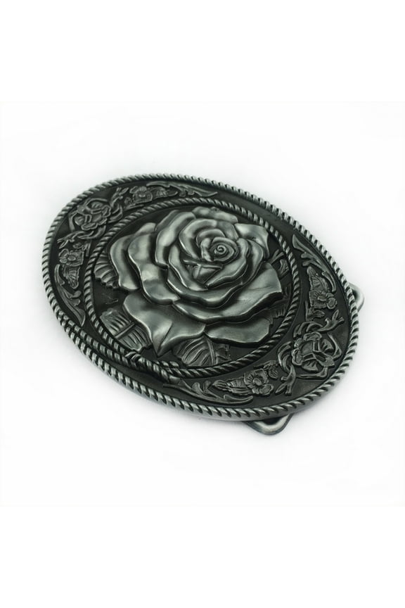 Western Rose Belt Buckle Bronze Color Engraved Buckle Gift for Husband