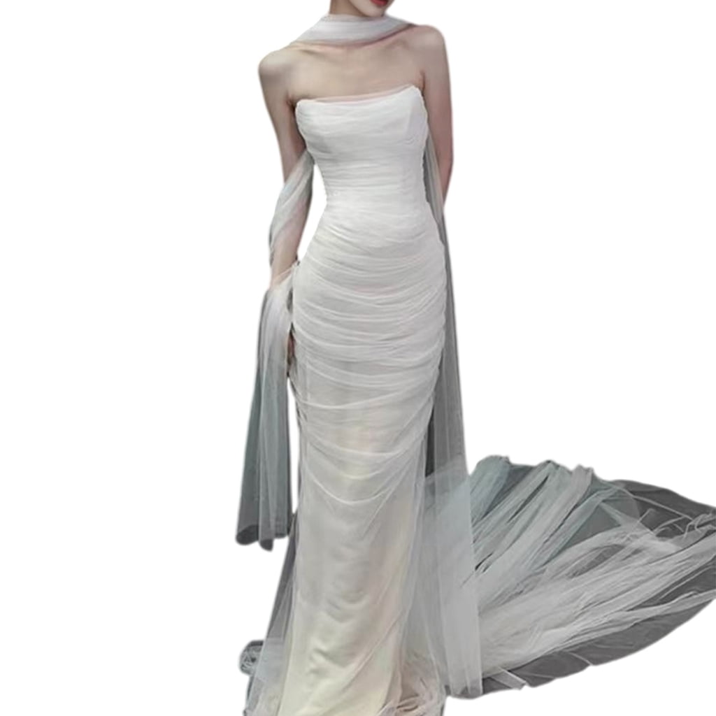 designer engagement dresses Maeve Scarf | Off White Chiffon Satin Scarves & Wraps for Brides, Bridesmaids, & Wedding Guests (Size OS)