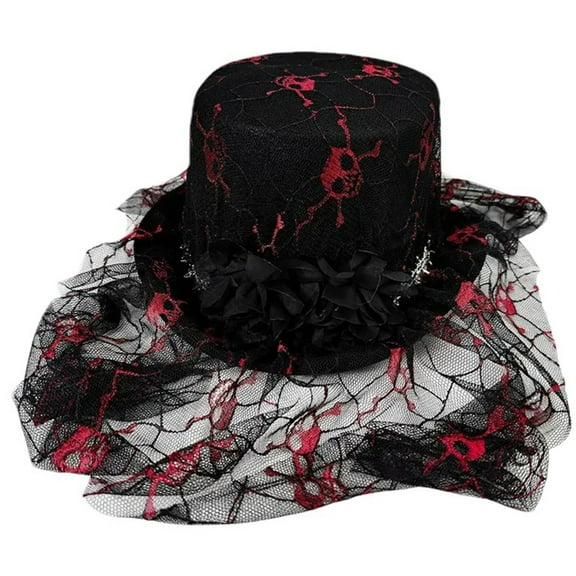 lanema Wide Border Witch Hat Flower Decorative Hat Pattern Hat Vintages Look Hat for Dress Up Event
