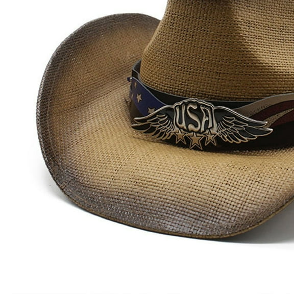 lanema Wide Brimmed Straw Cowgirl Hat Western Cowboy Hat for Boy Man Adults Hat