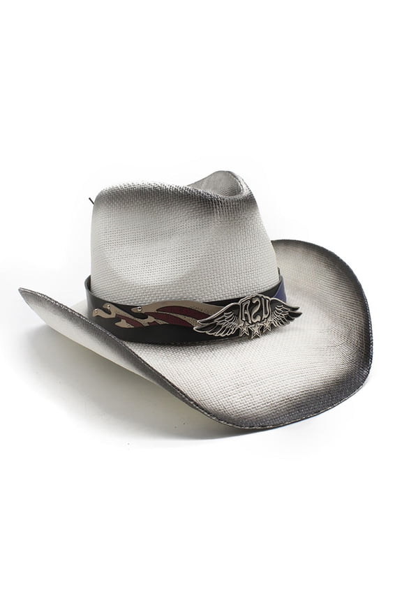 Wide Brimmed Straw Cowgirl Hat Western Cowboy Hat for Boy Man Adults Hat