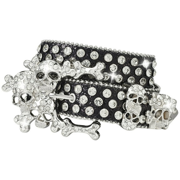 lanema Wide Buckles Shining Waistband Rhinestones Belt for Men Women Elastic Belt