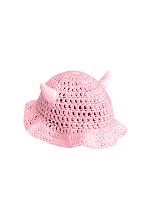 Winter Knitted Hats Cute Bucket Hat Devil Horns Decorations Warm Hat