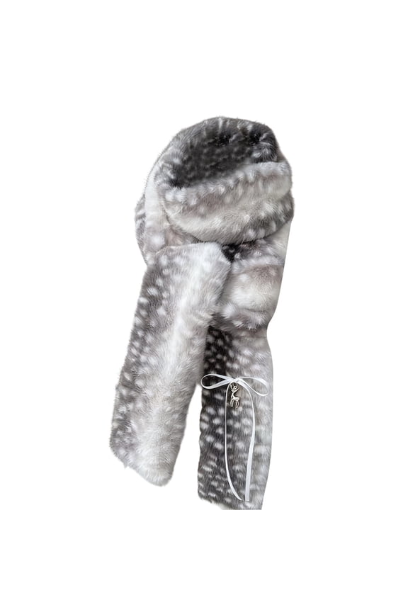 Winter Plush Deer Print Scarf Protective Neck Warmers For Cold Weather Unisex Design Foldable Warm Neckwrap Accessories