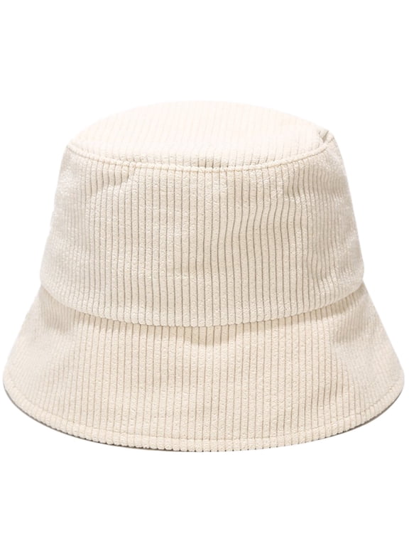 Winter Ribbed Velvet Bucket Hat Solid Color Sunscreen Panama Fisherman Cap